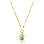Chroma pendant Pear cut, Blue, 18K gold finish